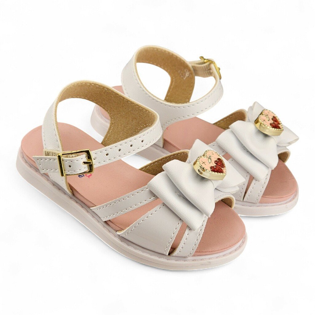 Sandália Feminina Molekinha Verniz Premium Laço Detalhe Ping Coração - 2714237 Branco 2