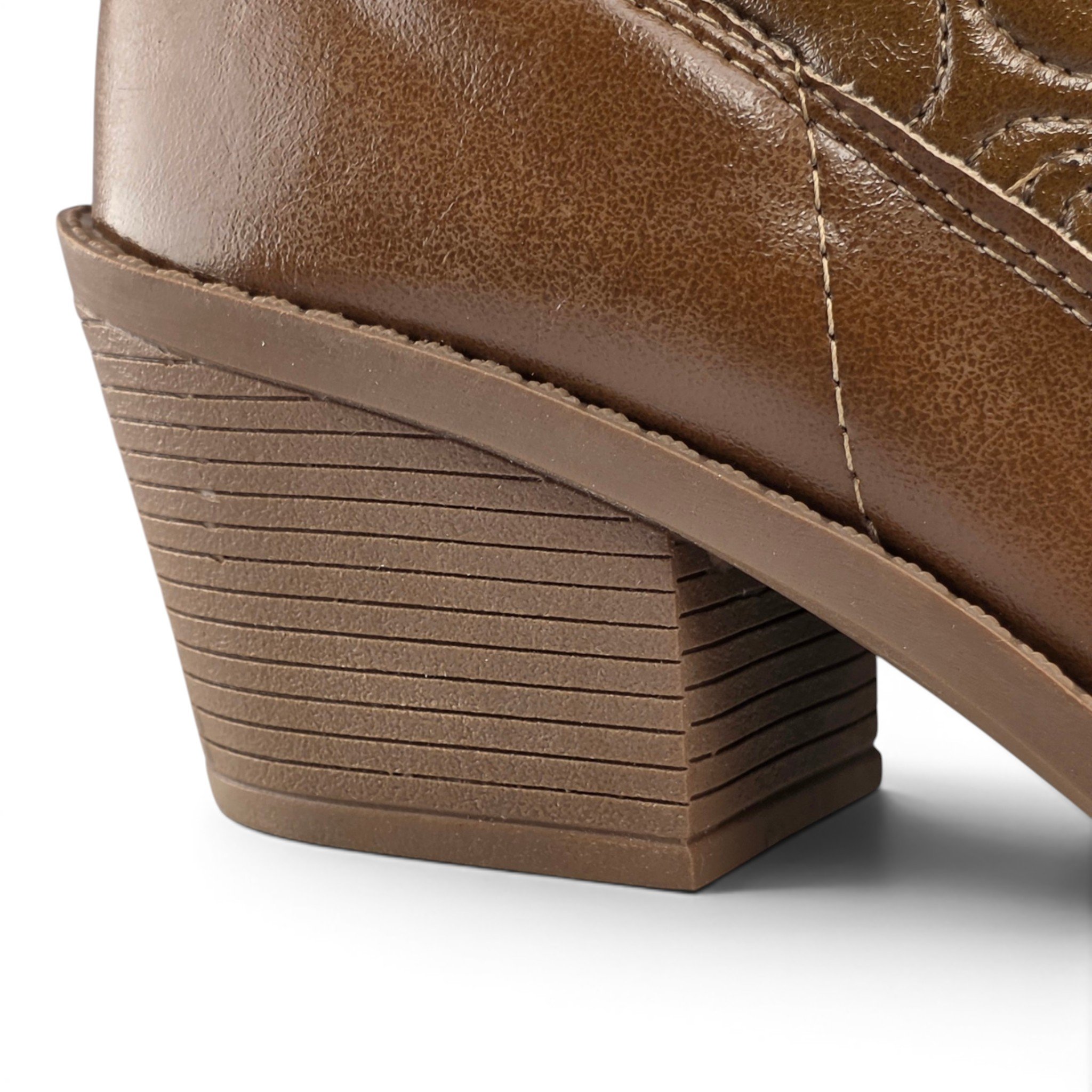 Bota Feminina Dakota Cano Curto Salto Bloco Country Recortes Detalhe Trabalhado Flor - D2762 Marrom 6