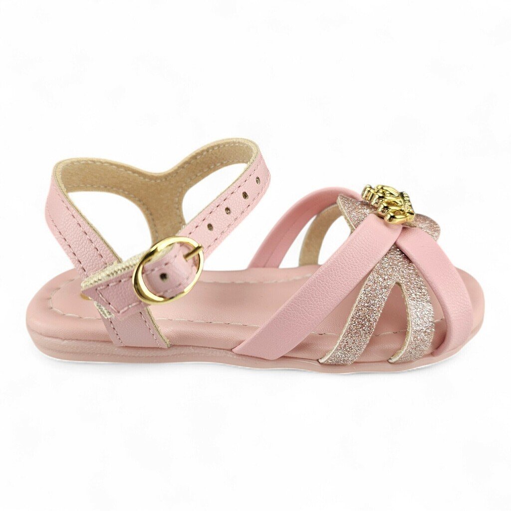 Sandália Feminina Molekinha Verniz London Tira Glitter Detalhe Ping Coroa - 2114283