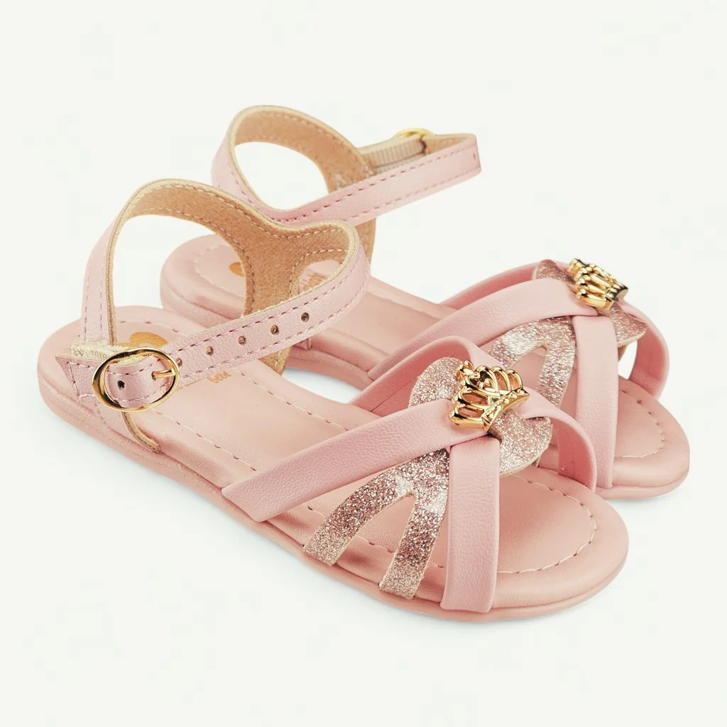 Sandália Feminina Molekinha Verniz London Tira Glitter Detalhe Ping Coroa - 2114283 Rosa 3