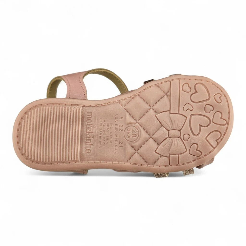 Sandália Feminina Molekinha Verniz London Tira Glitter Detalhe Ping Coroa - 2114283 Rosa 5