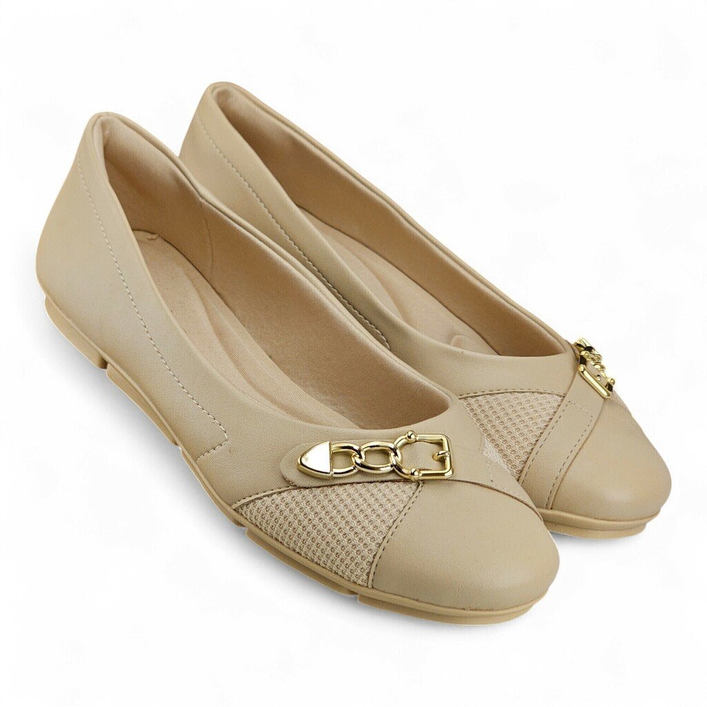 Sapatilha Feminina Comfortflex Detalhe Tecido/Fivela - 2363303 Marfim 2