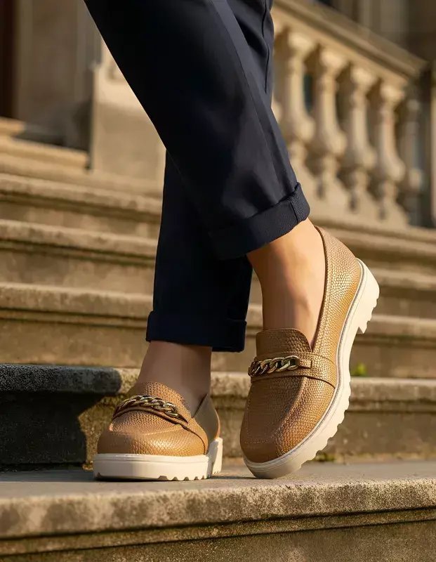 Sapato Feminino Modare Mocassim Trabalhado Detalhe Corrente - 7357111 Bege 2