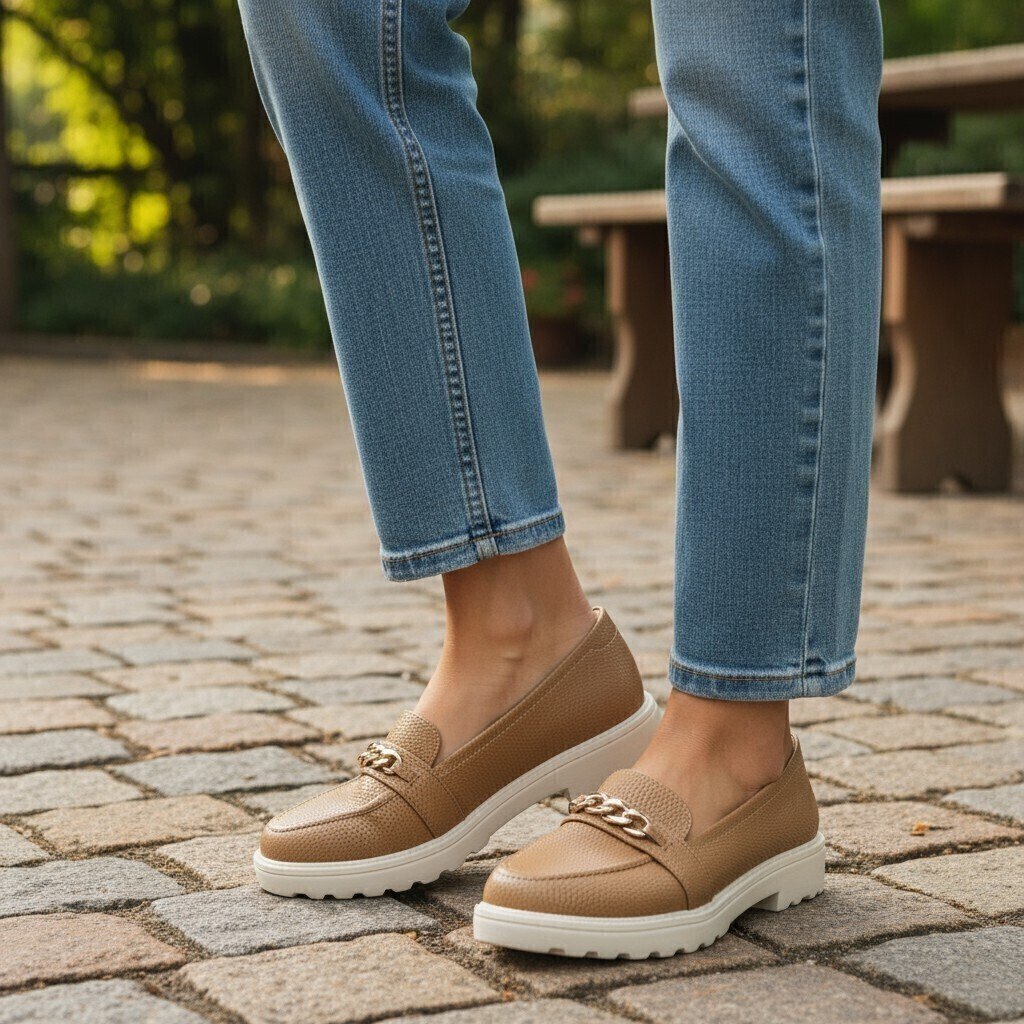 Sapato Feminino Modare Mocassim Trabalhado Detalhe Corrente - 7357111 Bege 3