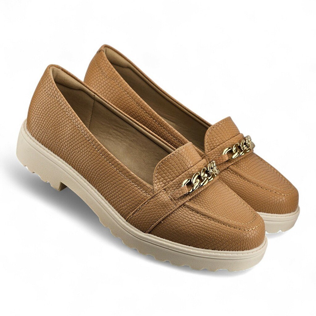 Sapato Feminino Modare Mocassim Trabalhado Detalhe Corrente - 7357111 Bege 4