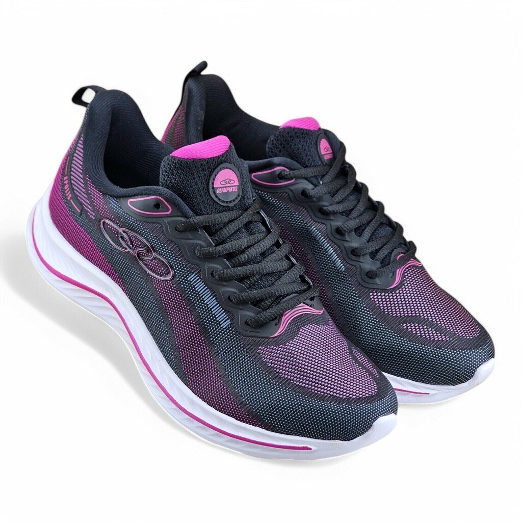 Tênis Feminino Olympikus Apolis Texturizado Preto com Pink - Apolis Preto/Rosa 2