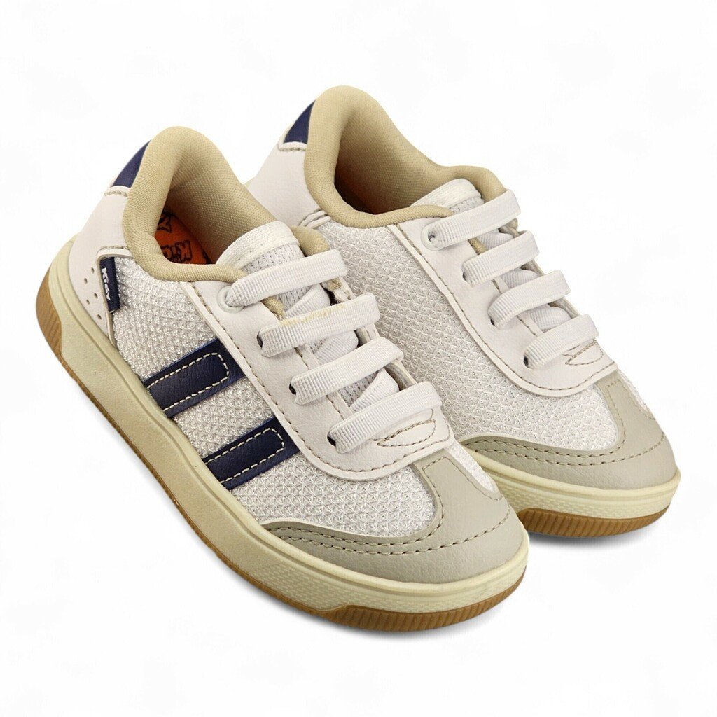 Tênis Infantil Menino Kidy Elástico 2 Listras Superflex Respitec Anatômico - 1170302 Branco 2