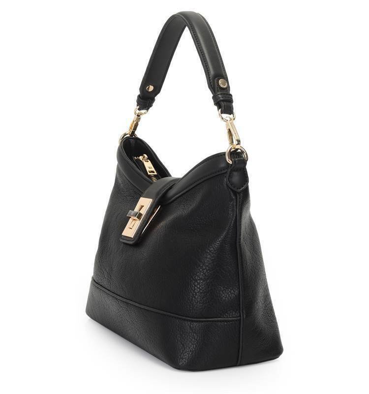 Bolsa Feminina WJ Hobo Fecho de Metal Trava Giratoria - 46169 Preto 2