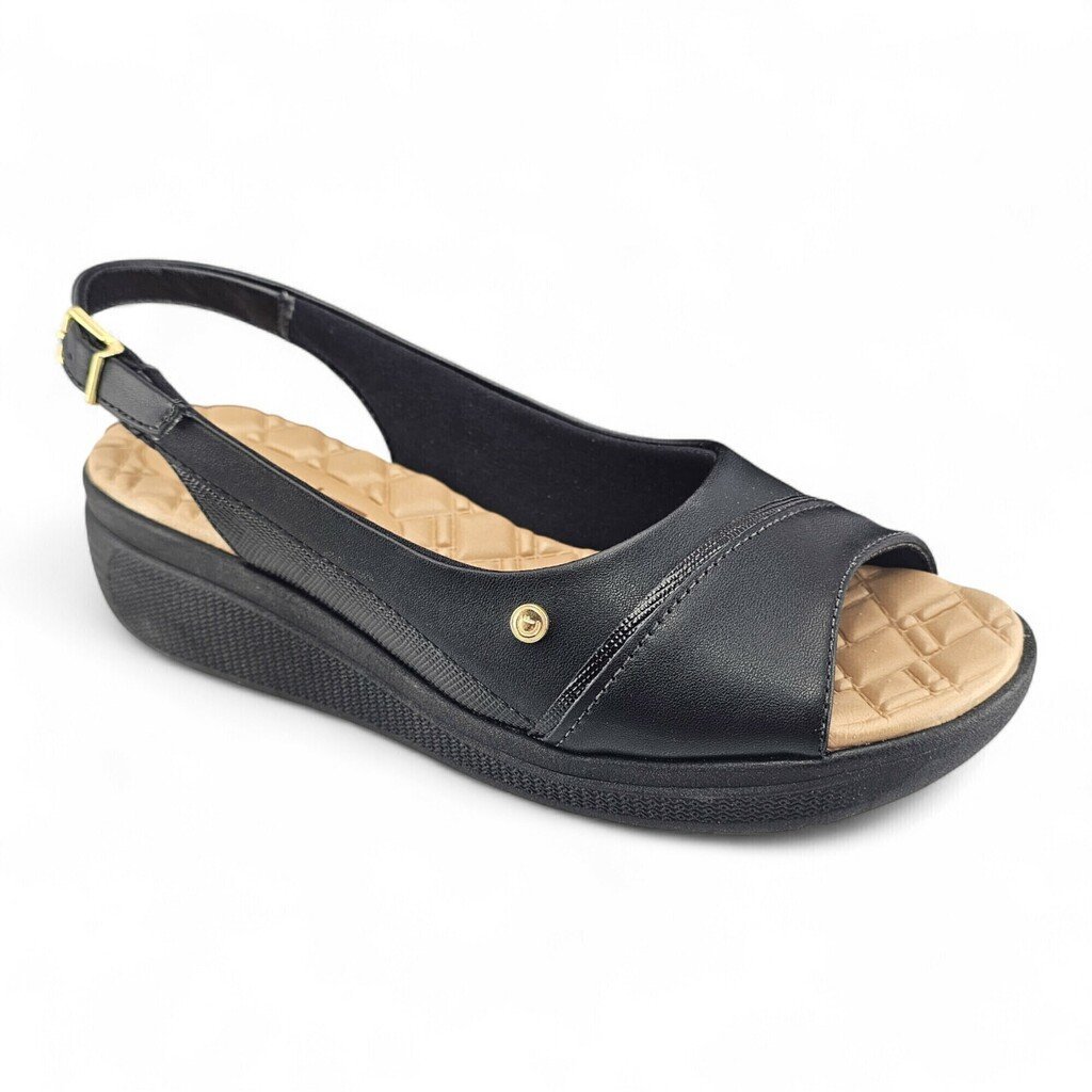 Sandália Feminina Comfortflex Anabela Fivela Ajustável Napa - 2586405