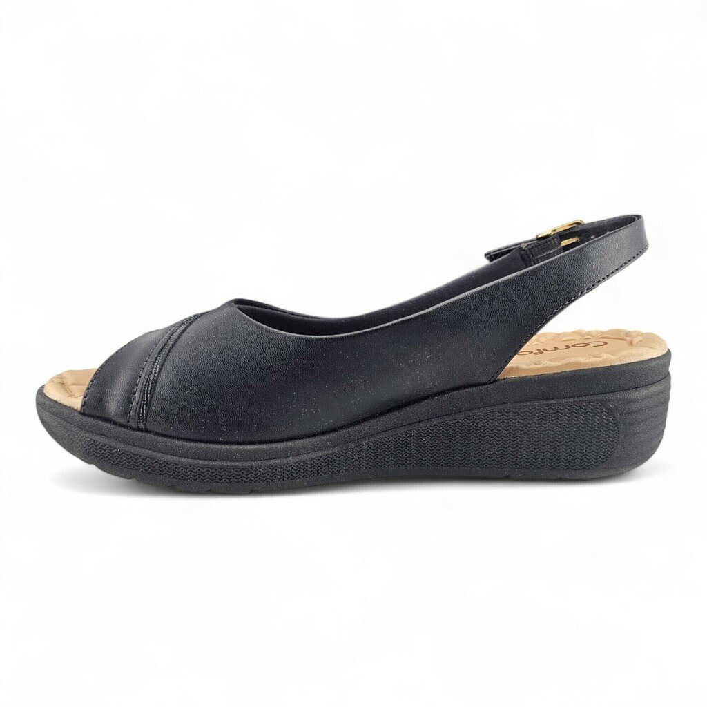Sandália Feminina Comfortflex Anabela Fivela Ajustável Napa - 2586405 Preto 4