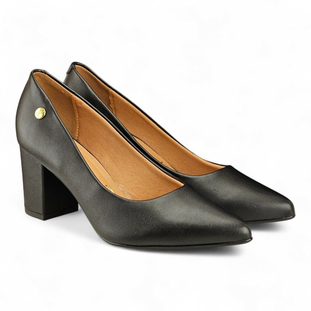 Sapato Feminino Vizzano Scarpin Salto Bloco Médio - 1290500 Preto 2