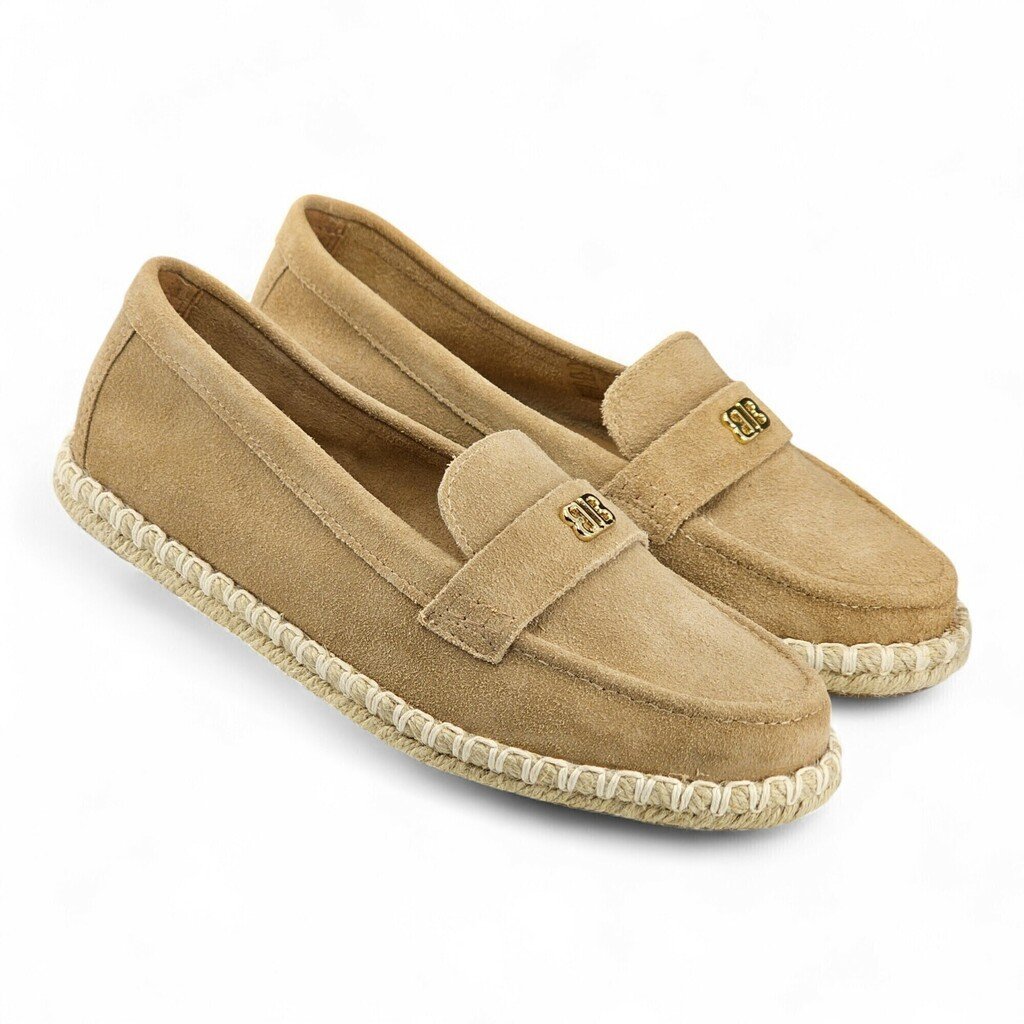 Sapato Feminino Bottero Mocassim Couro Camurça Detalhe Solado de Corda - 374404 Bege 3
