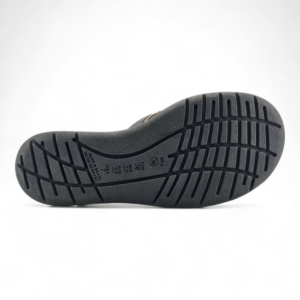 Tamanco Feminino Comfortflex Anabela Detalhe Dourado Forro Espuma - 2586401 Preto 5