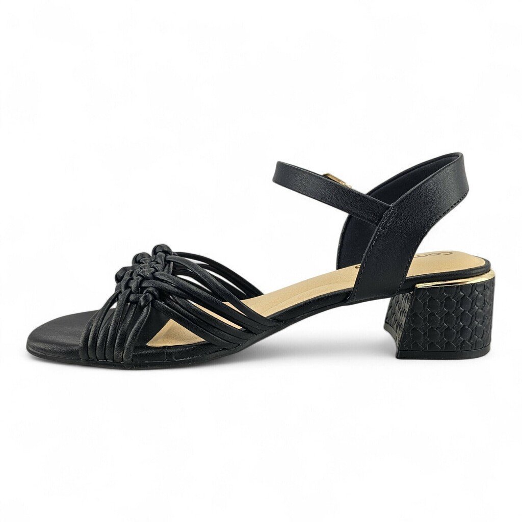 Sandália Feminina Comfortflex Salto Bloco Fivela Ajustável Trançada - 2554404 Preto 2