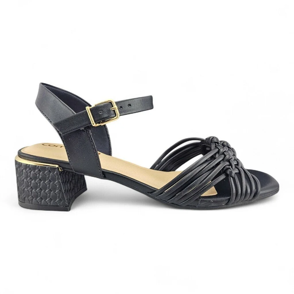 Sandália Feminina Comfortflex Salto Bloco Fivela Ajustável Trançada - 2554404 Preto 4
