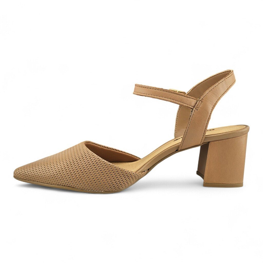 Sapato Feminino Bottero Couro Salto Bloco - 354912 Bege 2