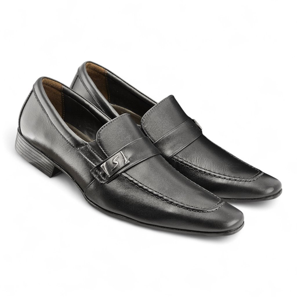 Sapato Masculino Sândalo Social Ives em Couro com Detalhes - -495010 Preto 2