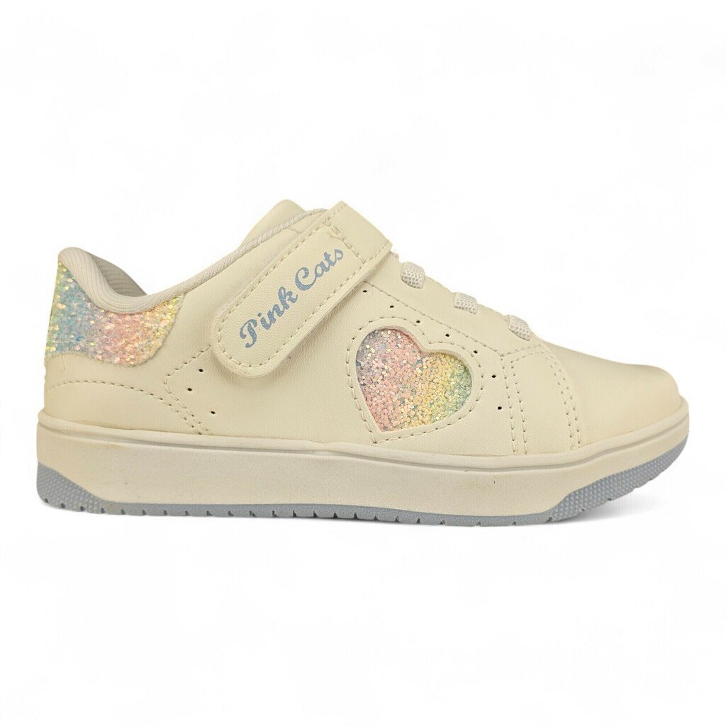 Tênis Feminino Pink Cats Pink Cats Velcro/Cadar Coração Glitter - V4740/4742