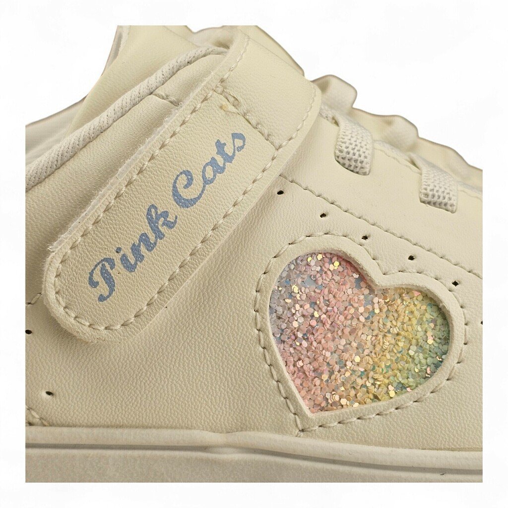 Tênis Feminino Pink Cats Pink Cats Velcro/Cadar Coração Glitter - V4740/4742 Bege 3