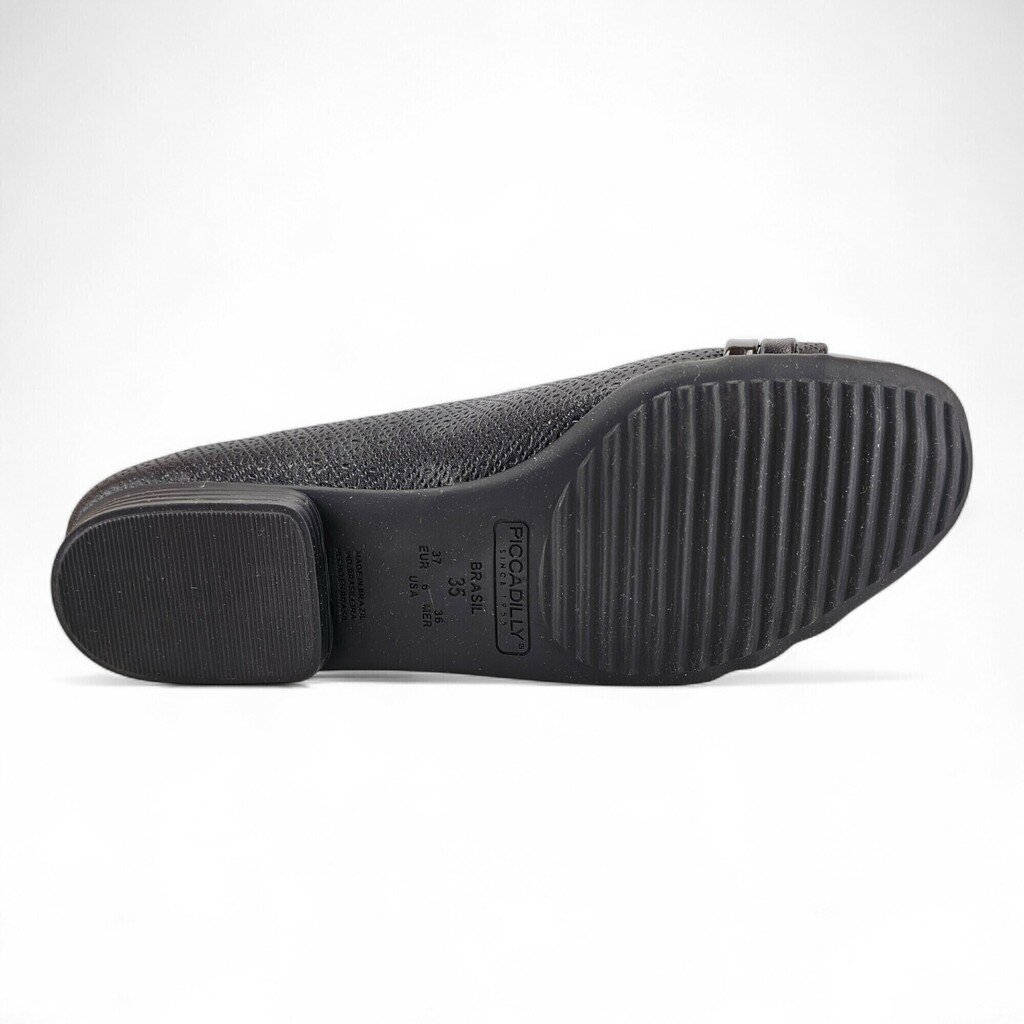 Sapatilha Feminina Piccadilly Trabalhado Fivela Bico Verniz - 250233 Preto 5
