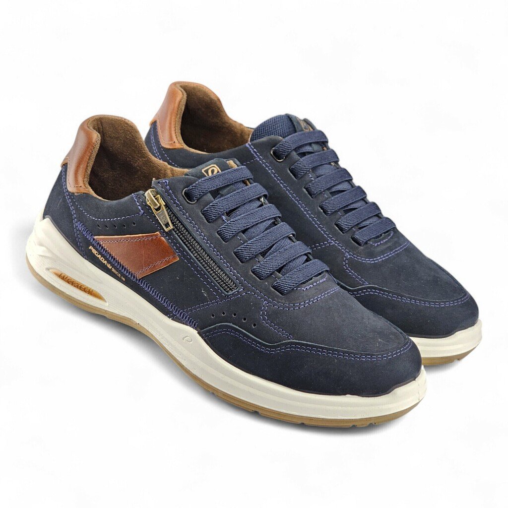 Sapatênis Masculino Pegada Couro Zíper Lateral Amortech - 110507 Azul Marinho 3