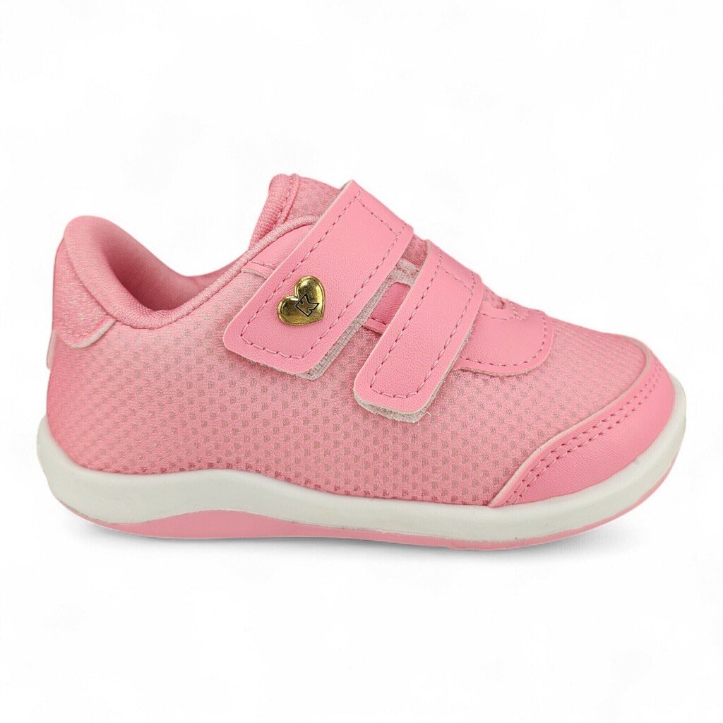 Tênis Infantil Menina Kidy Trabalhado Lurex Velcro Coração Brilho Atras - 81634