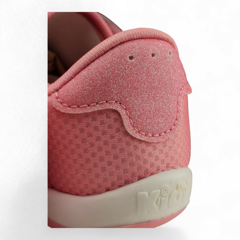 Tênis Infantil Menina Kidy Trabalhado Lurex Velcro Coração Brilho Atras - 81634 Rosa 4