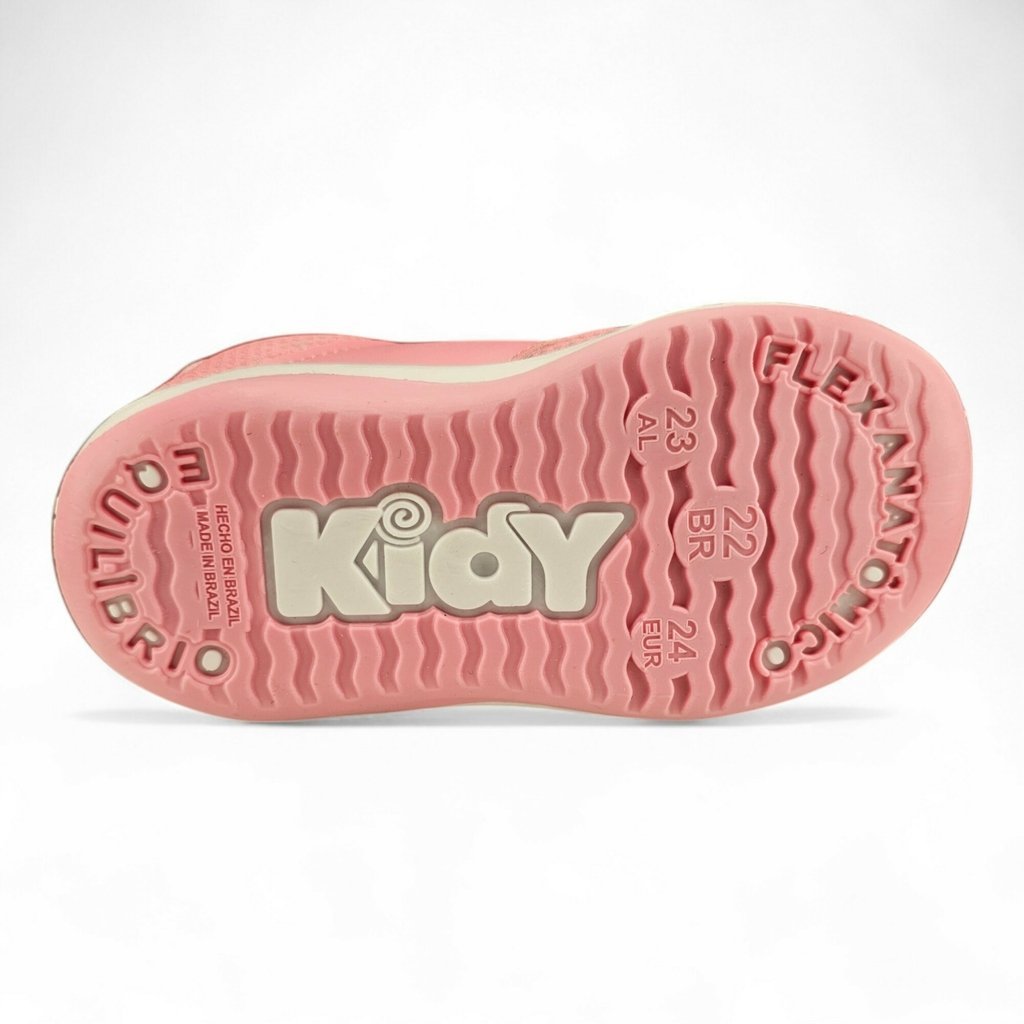 Tênis Infantil Menina Kidy Trabalhado Lurex Velcro Coração Brilho Atras - 81634 Rosa 6