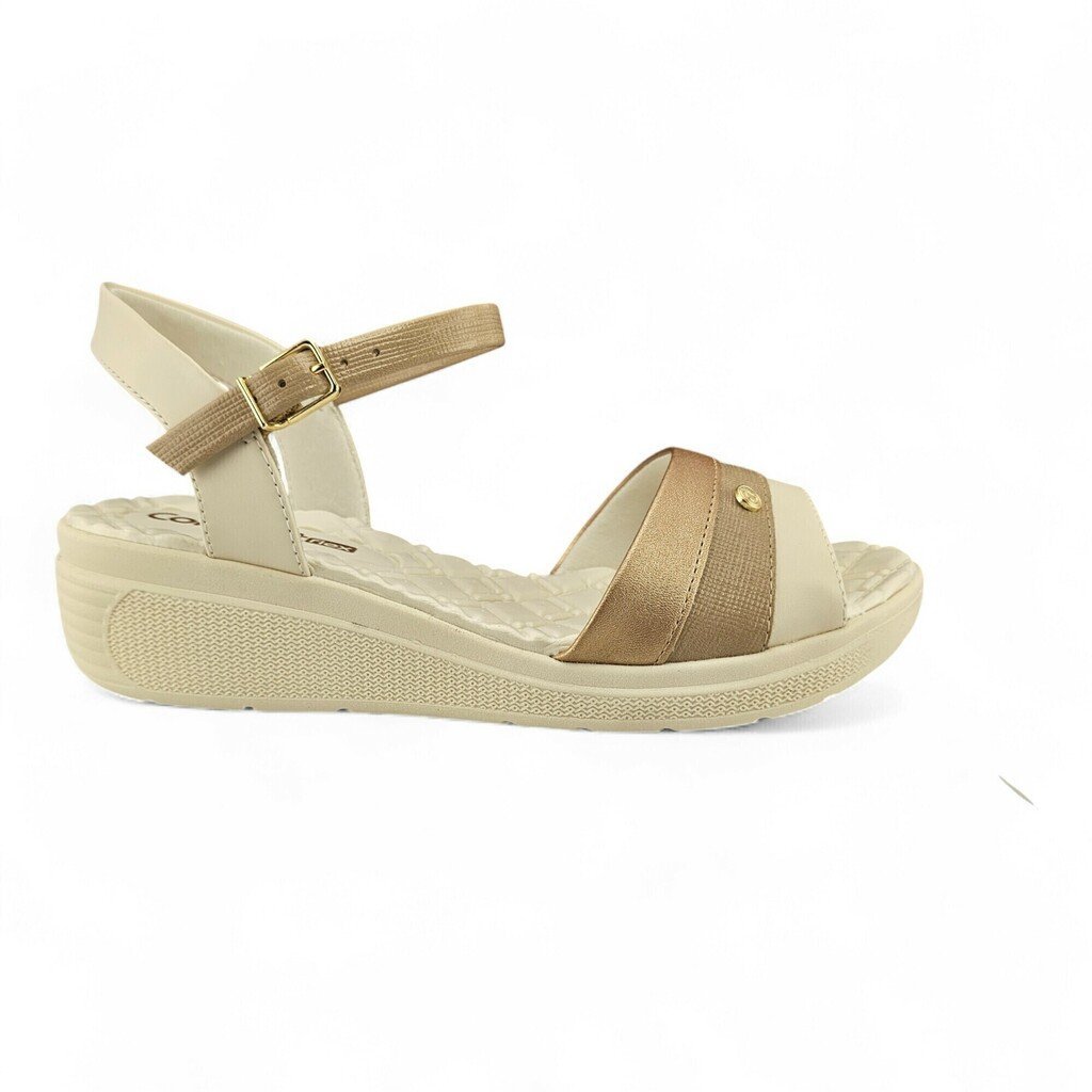 Sandália Feminina Comfortflex Anabela Fivela Ajustável Tricolor - 2586403