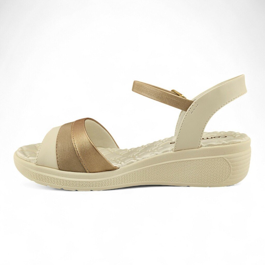 Sandália Feminina Comfortflex Anabela Fivela Ajustável Tricolor - 2586403 Branco 2