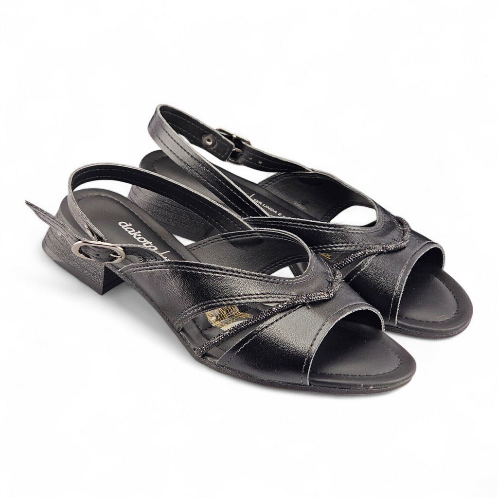 Sandália Feminina Dakota Lisa com Tiras e Brilho Salto Baixo - Y9481 Preto 3