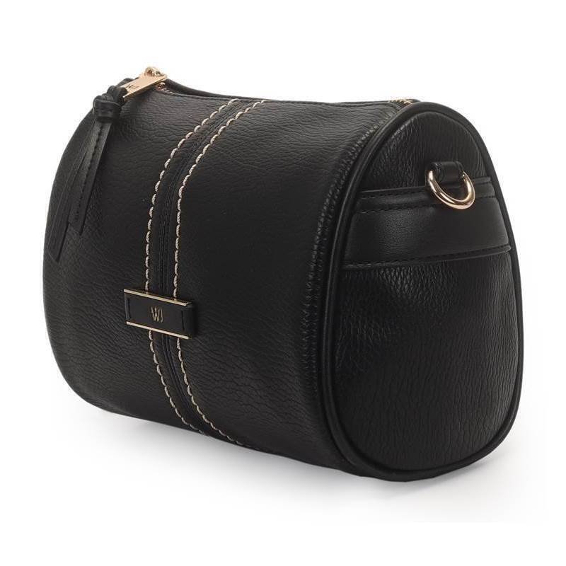 Bolsa Feminina WJ Transversal Recortes Lateral com Detalhe em Pesponto na Frente e Logo Couro com Metal - 46262 Preto 3