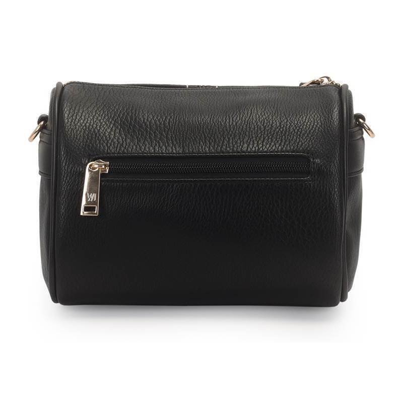 Bolsa Feminina WJ Transversal Recortes Lateral com Detalhe em Pesponto na Frente e Logo Couro com Metal - 46262 Preto 4