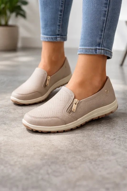 Tênis Feminino Kolosh Napa Zíper Sapatilha - C0529 Cinza 2