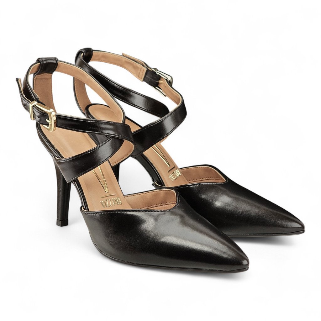 Sapato Feminino Vizzano Scarpin Aberto Transpassado - 11841716 Preto 3