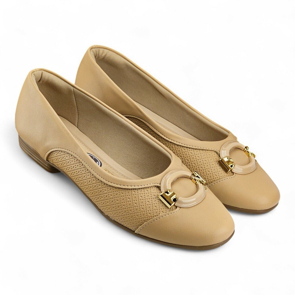 Sapatilha Feminina Piccadilly St Baixo Fivela - 250248 Bege 2