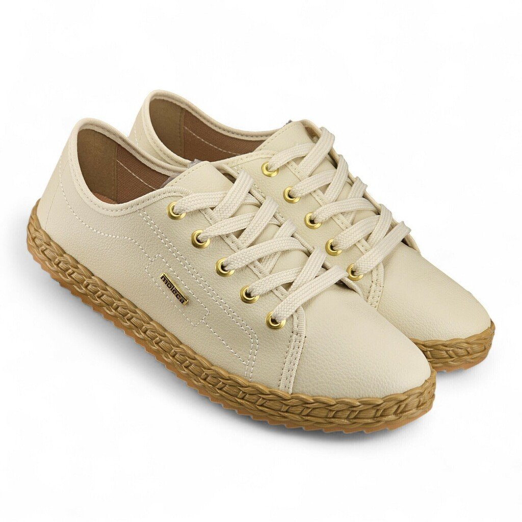 Tênis Feminino Moleca Napa Detalhe Pesp Sola Alta Trabalhado Relevo - 5696332 Creme 3