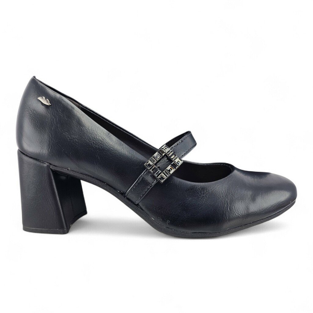 Sapato Feminino Dakota Boneca Salto Bloco com Fivela Pedraria - D0282