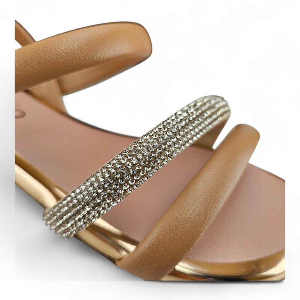 Sandália Feminina Beira Rio Beira Rio Flat Tira Strass - 8367641 Bege 4