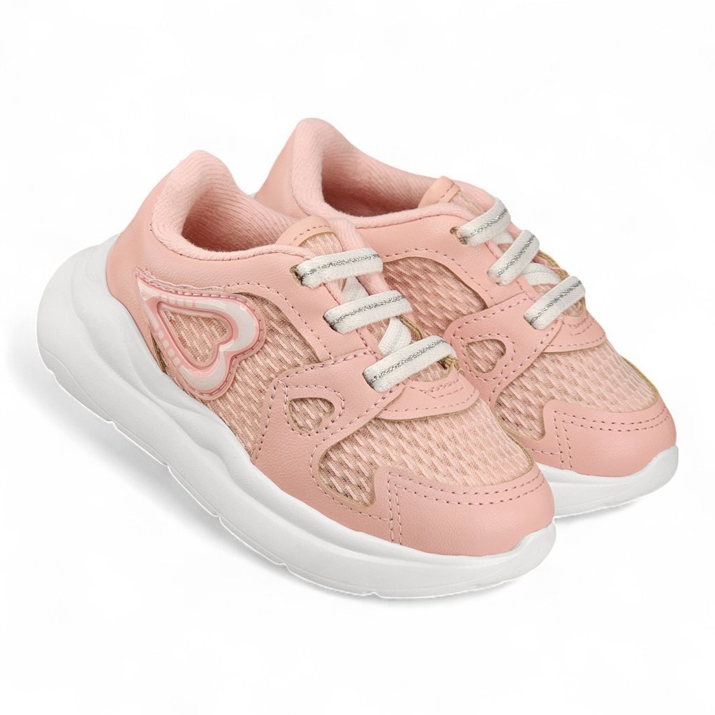 Tênis Feminino Molekinha Cadarc Elástico Detalhe Coração - 2738103 Rosa 3