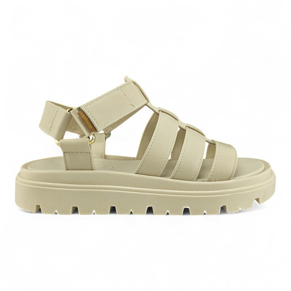 Sandália Feminina Moleca Flat Três Tiras Fecho Velcro - 5504109