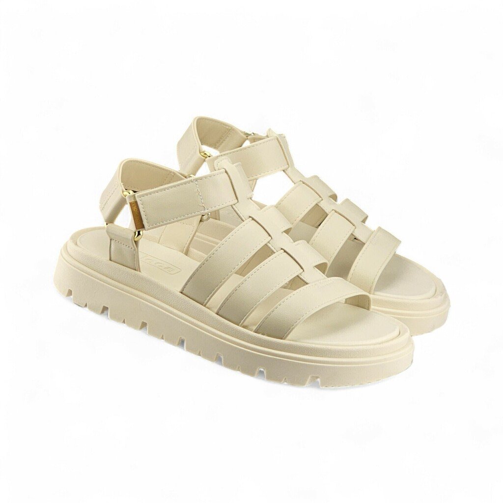 Sandália Feminina Moleca Flat Três Tiras Fecho Velcro - 5504109 Branco 2