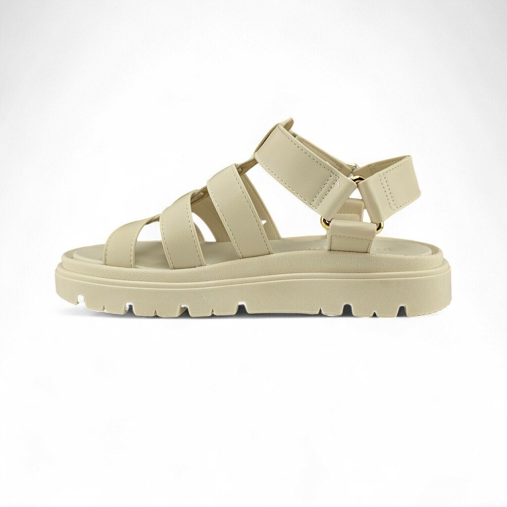 Sandália Feminina Moleca Flat Três Tiras Fecho Velcro - 5504109 Branco 3