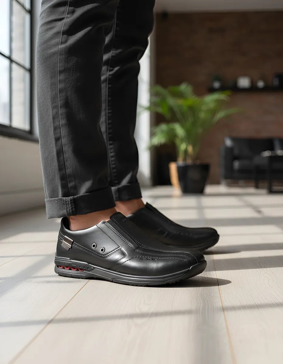 Sapatênis Masculino Pegada Amortech Couro Preto - 114859 Preto 2