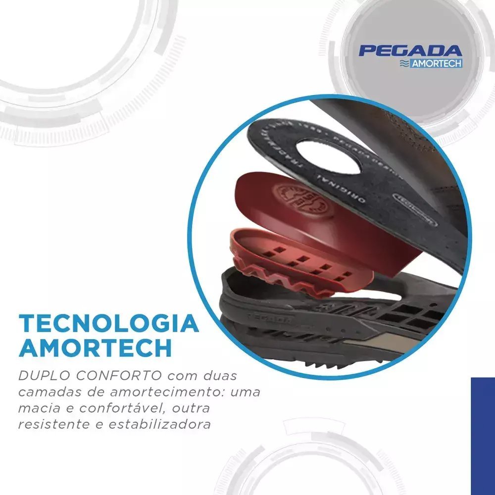 Sapatênis Masculino Pegada Amortech Couro Preto - 114859 Preto 6