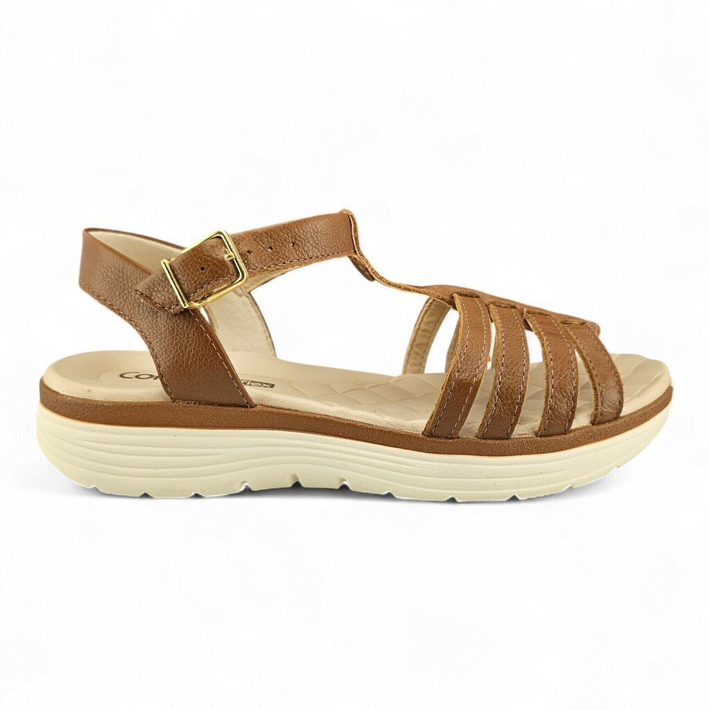 Sandália Feminina Comfortflex Fivela Ajustável Quatro Tiras Relax Soft - 2543402 Marrom 2