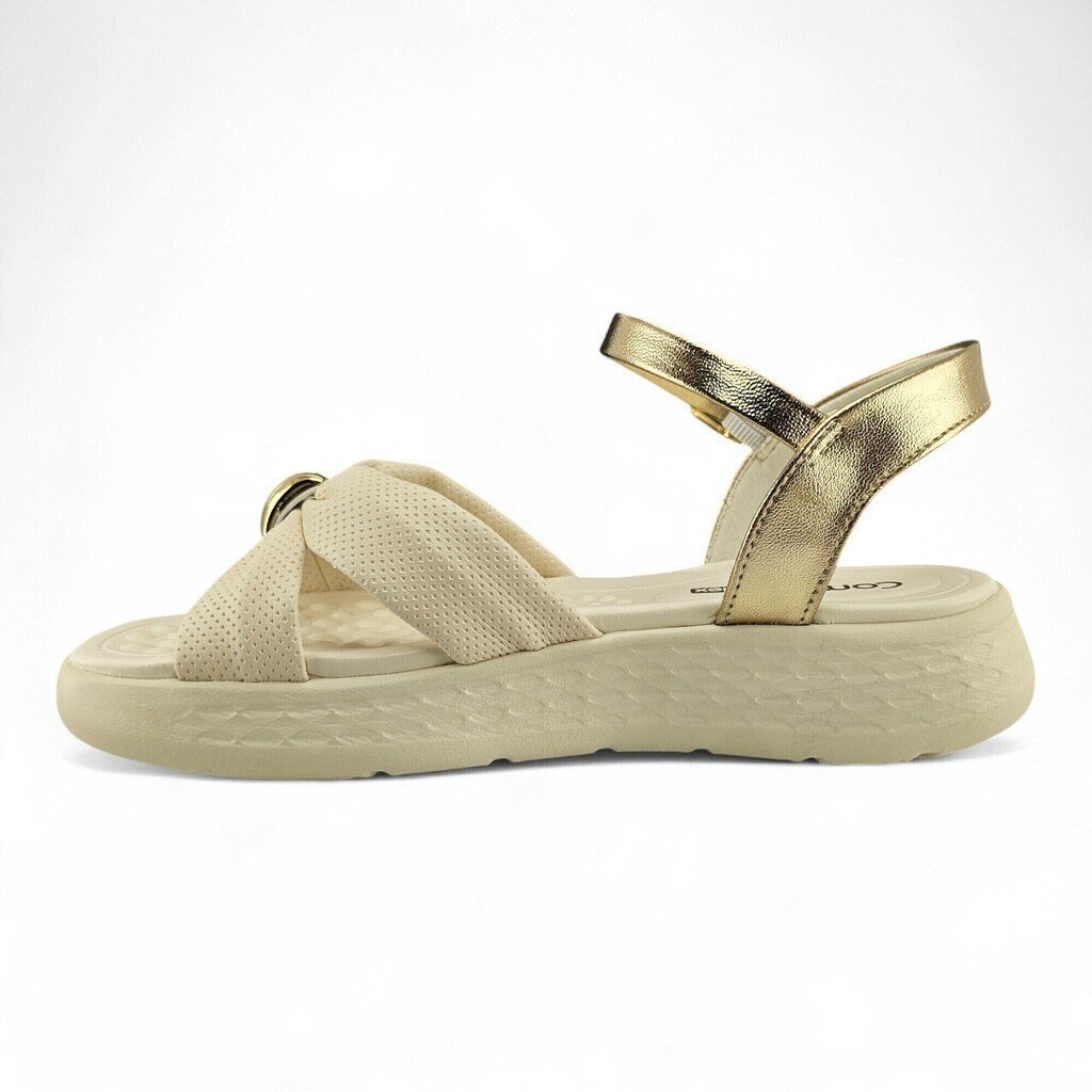 Sandália Feminina Comfortflex Papete Tira Ajustável Detalhe Metálico Dourado - 2547403 Off White 4