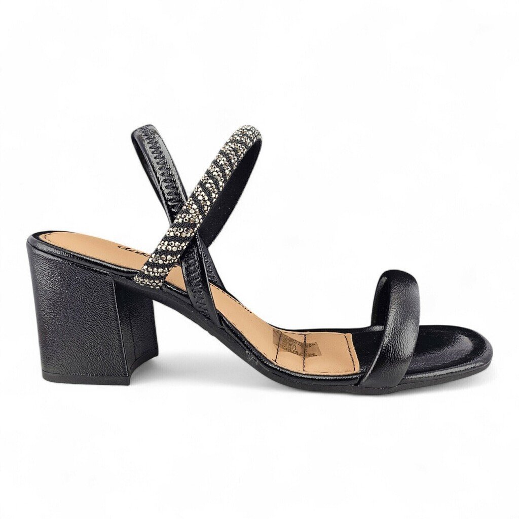 Sandália Feminina Dakota Salto Bloco Tira Pedras/Strass - Y9962 Preto 3