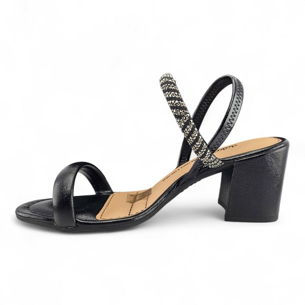 Sandália Feminina Dakota Salto Bloco Tira Pedras/Strass - Y9962 Preto 4