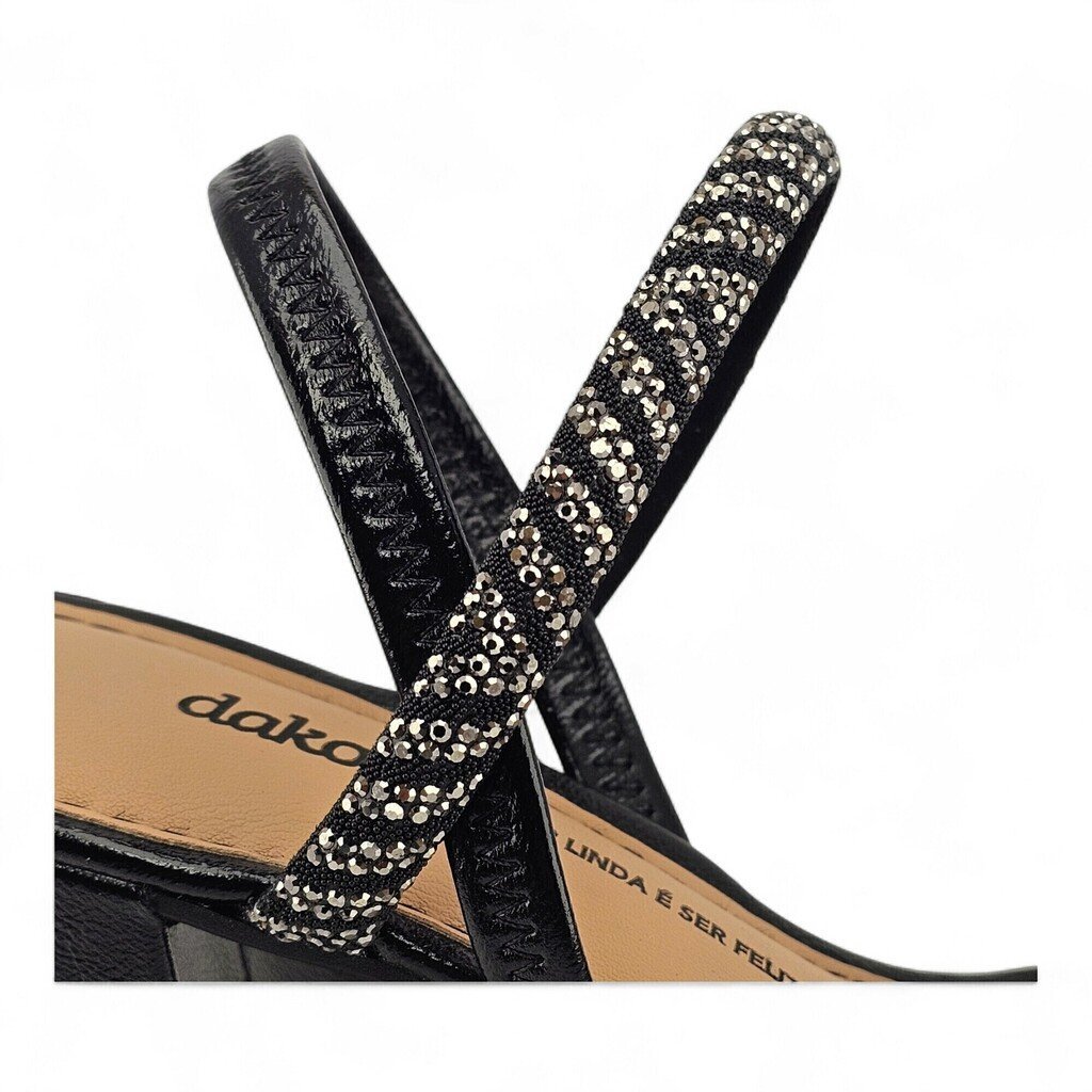 Sandália Feminina Dakota Salto Bloco Tira Pedras/Strass - Y9962 Preto 6